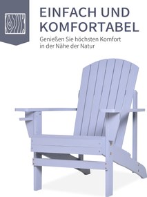 Outsunny Wygodne Krzesło Ogrodowe Adirondack - Leżak, Mebel Balkonowy, Niebieski - Relaks na Świeżym Powietrzu