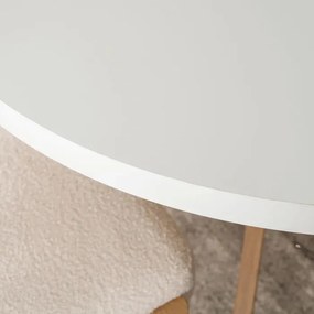 Stół Okrągły Rozkładany LUKAS 100-250 cm Biały/Dąb Skandynawski