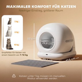 PawHut Samoczyszcząca kuweta, XL 72L, automatyczna kuweta z kamerą HD, sterowanie aplikacją, worki na odpady, dla kotów 1-12 kg | Aosom PL