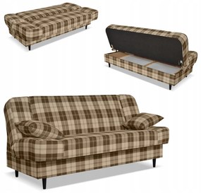 Kanapa sofa Sally rozkładana f spania Family meble krata brązowo - beżowa
