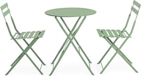 Szałwiowy stalowy zestaw mebli ogrodowych dla 2 osób Austin – Bizzotto