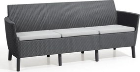 Ogrodowa polirattanowa sofa SALEMO - trzyosobowa, grafitowa