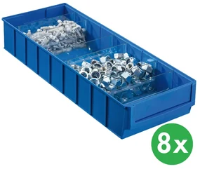 Allit Plastikowy pojemnik do regału ShelfBox typ F - 183 x 500 x 81 mm, 8 szt., niebieski