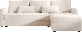 BEDANTE narożnik MOS L BIS Itaka 16 beżowy prawa z funkcją spania sofa w kształcie litery L z pojemnikiem na pościel sofa do salonu kanapa sofa rozkładana