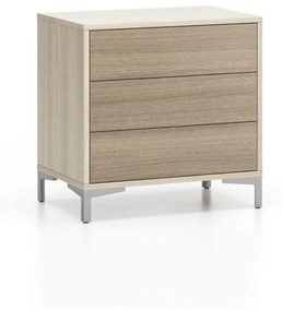 Komoda biurowa z 3 szufladami LAYERS, solidna podstawa, dąb naturalny / dąb bejcowany