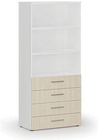 Szafa biurowa z szufladami PRIMO WHITE, 800 x 420 x 1781 mm, biały/brzoza