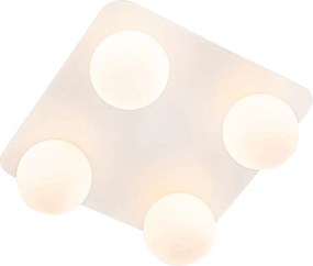 Nowoczesna lampa sufitowa do łazienki biała kwadratowa 4-światłowa - Cederic