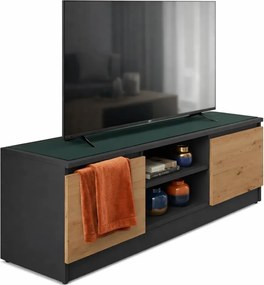 Industrialna Szafka Rtv Antracyt + Dąb Artisan M0-H25