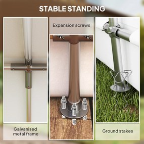 Outsunny Wodoodporny namiot magazynowy z zadaszonym dachem, z drzwiami i oknami 300x447x255 cm, Jasnoszary