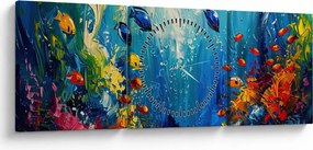 Obraz - Malowanie podwodnego świata (z zegarem) (90x30 cm)