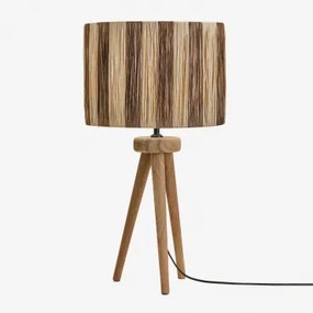 Lampa Stołowa Simona Z Drewna Mango Drewno Mango & Brown Café Marsali - Sklum