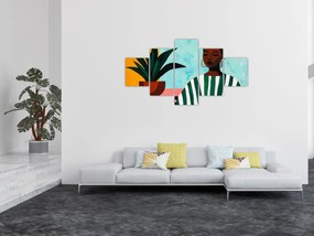 Obraz - Kobieta z kwiatem (125x70 cm)