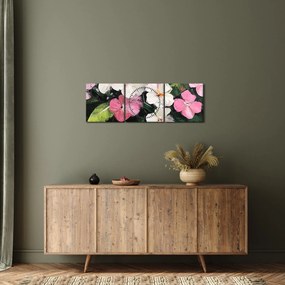Obraz - Różowe i białe kwiaty (z zegarem) (90x30 cm)
