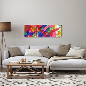 Obraz - Kolorowa abstrakcja (z zegarem) (90x30 cm)