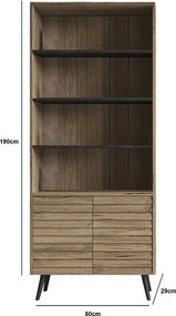 Regał na książki – 80 cm x 190 cm x 29 cm – Orzech – MDF