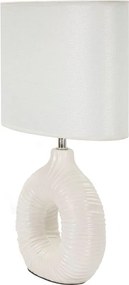 Biała lampa stołowa ceramiczna z tekstylnym kloszem (wysokość 43 cm) Seta – Mauro Ferretti