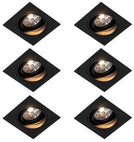 Zestaw 6 Nowoczesna oprawa wpuszczana czarna regulowana - Chuck 70