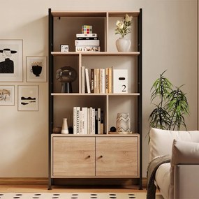 Regał na książki nowoczesny uniwersalny z zamykanymi szafkami loft pojemny