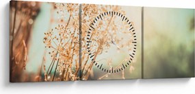 Obraz - Rośliny po deszczu (z zegarem) (90x30 cm)