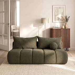 Sofa z Funkcją Spania SARIA Oliwkowa Boucle Nowoczesna