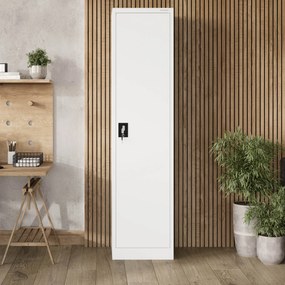 Biurowa szafa metalowa na akta ALEX, 450 x 1850 x 400 mm, biała