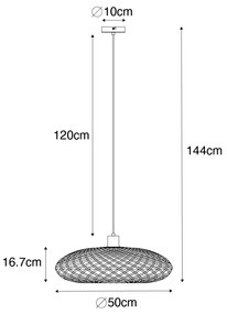 Orientalna lampa wisząca czarny bambus 50 cm - OstravaKolonialny Oswietlenie wewnetrzne