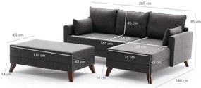 Narożnik rozkładany Bella Mini Right Anthracite