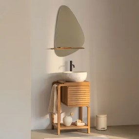 Zestaw Mebli Łazienkowych Z Drewna Tekowego Bradley Nieregularna Z Biały Cementu ↔︎40 Cm Fedro - Sklum