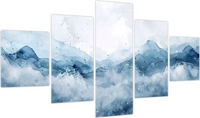 Obraz - Chmury i fale, akwarela (125x70 cm)