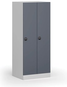 Szafka ubraniowa obniżona, 2-drzwiowa, 1500 x 600 x 500 mm, demontaż, zamek RFID, drzwi ciemnoszare