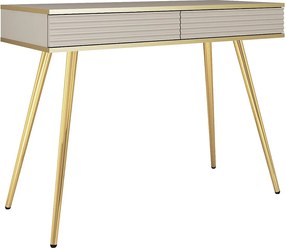 Toaletka w stylu glamour w kolorze beżowym z nóżkami złotymi, 102 x 80 x 50