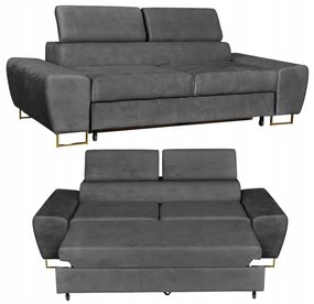 Sofa kanapa Bosso salon Family meble szary welur reg zagłówek