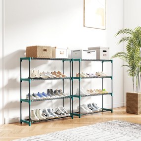 Outsunny Zestaw 2 stojaków na rośliny, 4-poziomy, 104 cm wysokości, stojak na kwiaty do wnętrz i na zewnątrz, stal, ciemnozielony | Aosom PL