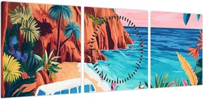 Obraz - Karawan nad oceanem (z zegarem) (90x30 cm)
