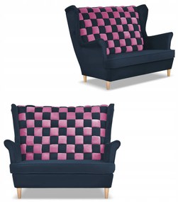 Sofa kanapa uszak CAROL DUO skandynawska Family Meble granatowo - różowa