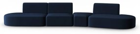 Niebieska aksamitna sofa prawostronna 428 cm Paolo – Milo Casa