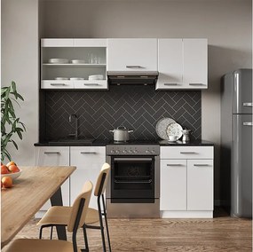 Aneks kuchenny biały wysoki połysk/biały 200x46x81.6 r-line