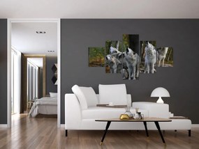 Obraz - Wilki na skale (125x70 cm)
