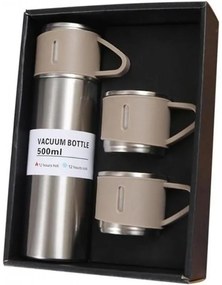 Termoska 500 ml z 3 filiżankami HOT&COLD, beżowa
