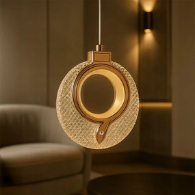 LAMPA WISZĄCA KRYSZTAŁOWA LED LHJ110-1CP JASNE RÓŻOWE ZŁOTO
