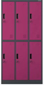 Szafa szkolna 6-skrytkowa Igor 90x45x185 cm antracyt/fuksja