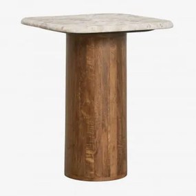 Kwadratowa Szafka Nocna 40x40 Cm Merieines Marmur Beżowy Panther & ↑50 Cm - Sklum