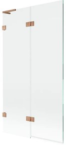 Mexen Lunar L parawan nawannowy 2-skrzydłowy lewy 100 x 150 cm, transparent, miedź szczotkowana - 897L-100-100-65-00-L