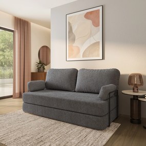 Masseno Sofa piankowa NIKSI z funkcją spania, Kanapa z pianki do salonu, Bezmontażowa, Tkanina bucle – Szary QUELLE 92