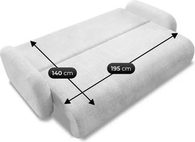 Sofa VIDI Rozkładana Dwuosobowa Szara Szenil Japandi