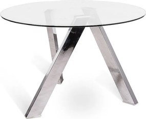 Stały stół Rondò ze szkła hartowanego i białymi nogami