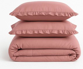 Różowa pościel jednoosobowa z bawełny renforcé 140x200 cm Ruffle Striped – Mila Home Luxury