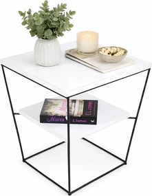 Kwadratowy stolik kawowy z białym blatem L5-W03