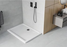 Mexen Flat brodzik prostokątny slim 110 x 70 cm, biały, syfon czarny - 40107011B