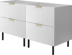 Szafka pod umywalkę, Biały, 120 (2 x 60) x 77 x 46 cm, uchwyt złoty, nogi czarne, bez blatu